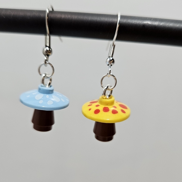 Lego Mushroom Dangle Earrings - Picture 1 of 5